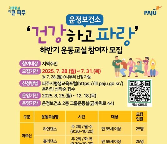 파주보건소, 고혈압 위험 성인 10주 영양관리 프로그램 참여자 모집